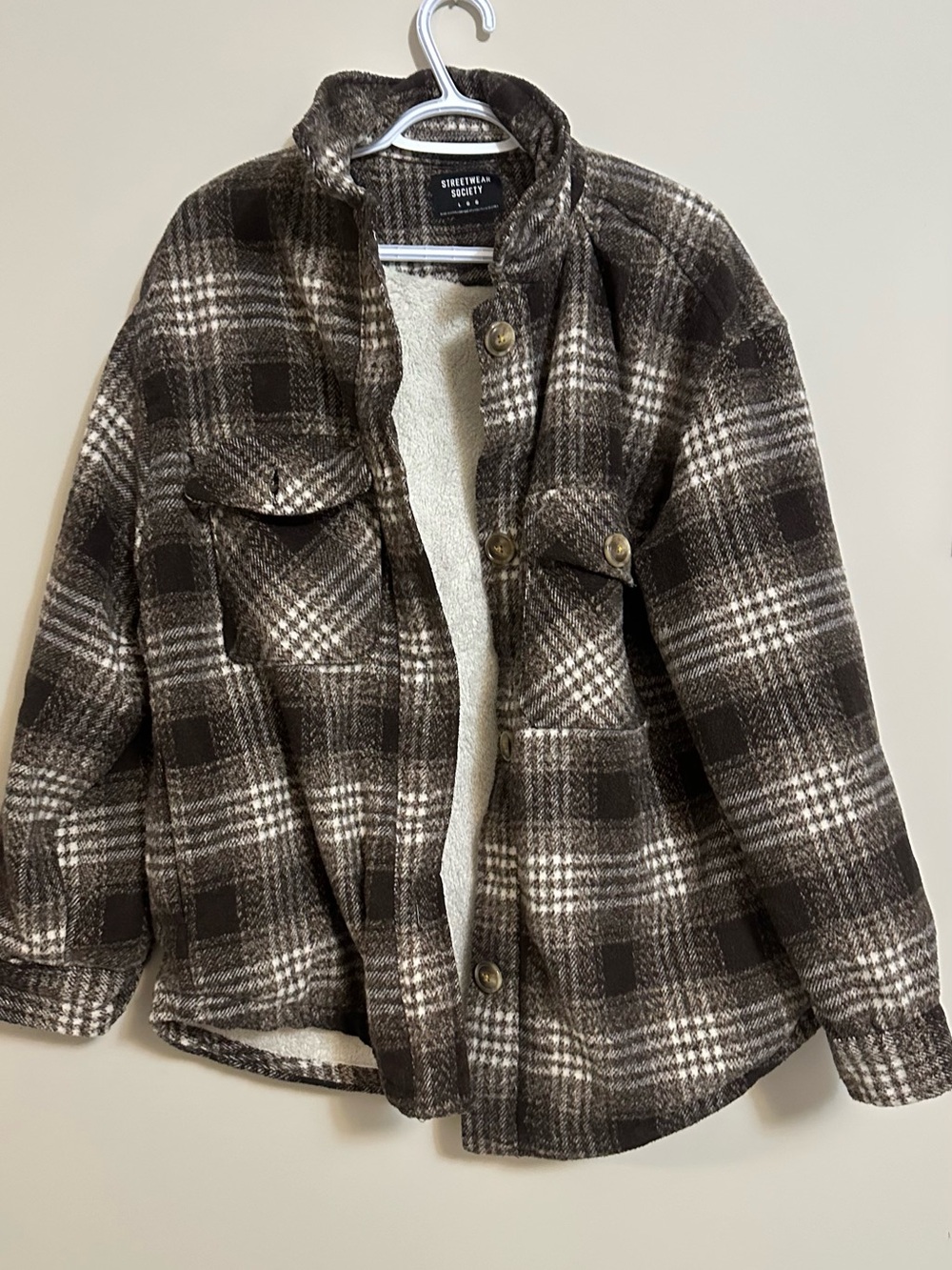 Streetwear Society Brown & Cream Plaid Shacket